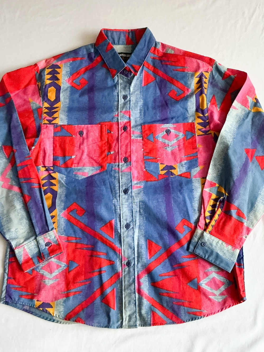 Vintage Frontier Series Southwest Aztec Western Shirt Made USA Cotton Women's XL